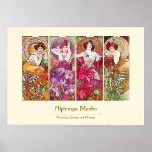 Wertvolle Steine und Blume, Alphonse Mucha Poster