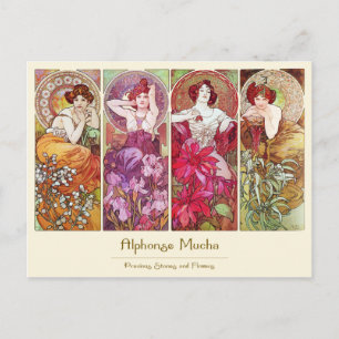 Wertvolle Steine und Blume, Alphonse Mucha Postkarte