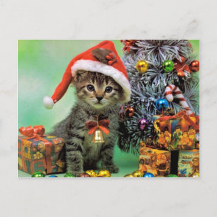 Wertvolle Weihnachtskatze Feiertagspostkarte