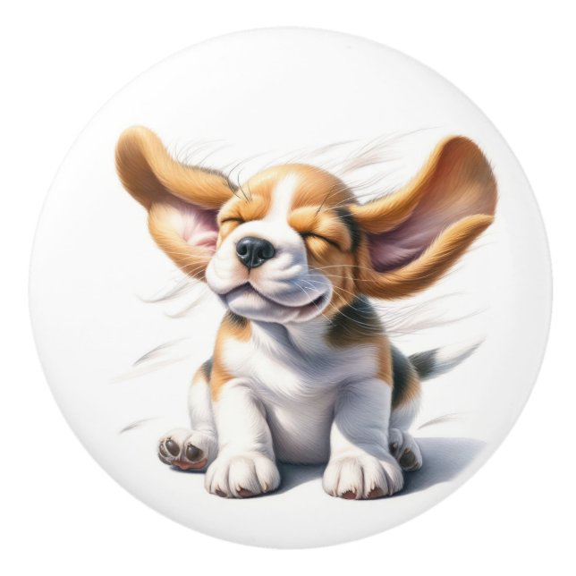 Wertvolle Welpen Keramikknauf (Vorderseite)