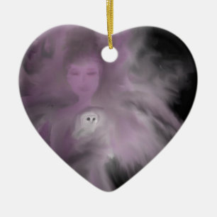 Wertvoller Eulen-Engel Keramikornament