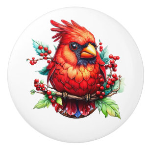 Wertvoller Kardinal Redbird Keramikknauf