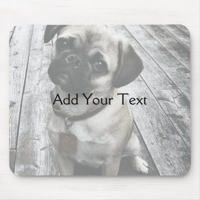 Wertvoller Mops-Welpe in Schwarzweiss Mousepad (Vorne)
