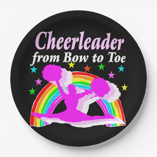 WERTVOLLER PINK-CHEERLEADER VON BOW BIS TOP-DESIGN PAPPTELLER (Vorderseite)