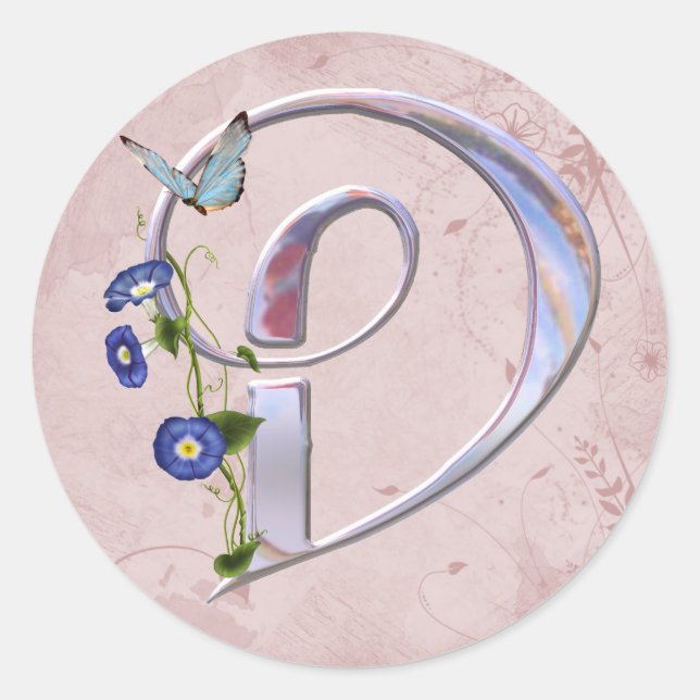 Wertvoller Schmetterling Initial D Runder Aufkleber (Vorderseite)