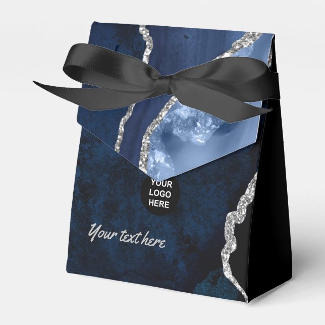 Wertvoller Stein aus Navy und Silver Agate Geschenkschachtel (Vorderseite)