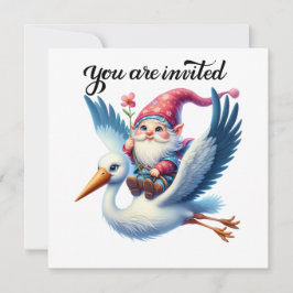 Wertvoller Storch und Gnome Einladung
