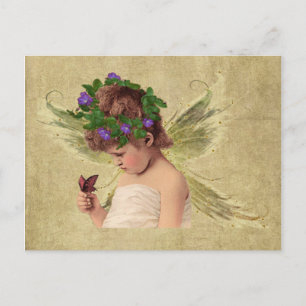 Wertvolles Angel-Girl mit Schmetterling - Postkart Postkarte