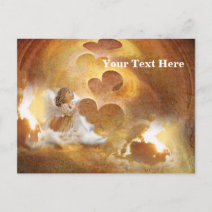 WERTVOLLES ANGEL & GOLD HERZWERT.DESIGN FEIERTAGSPOSTKARTE