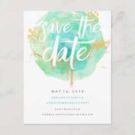 Wertvolles Aquarellblau Save the Date blau