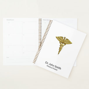 Wertvolles medizinisches Gold Caduceus Beruflich Planer