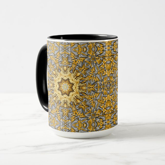 Wertvolles Metallgoldsilber-Vintages Kaleidoskop Tasse (Vorderseite Links)