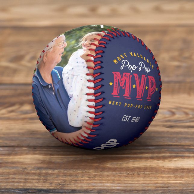 Wertvollste Pop-Pop MVP Custom 2 Foto Monogram Baseball (Von Creator hochgeladen)