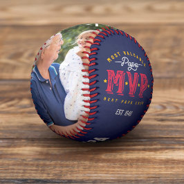 Wertvollstes Papa MVP Custom Two Foto Monogram Baseball
