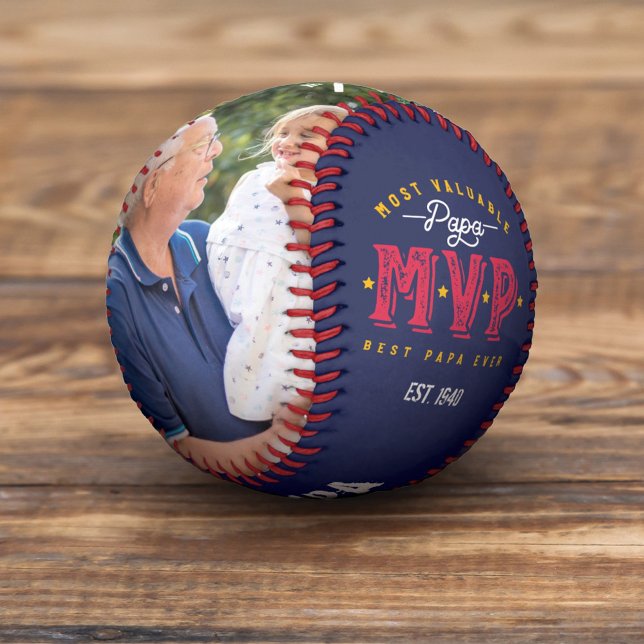 Wertvollstes Papa MVP Custom Two Foto Monogram Baseball (Von Creator hochgeladen)