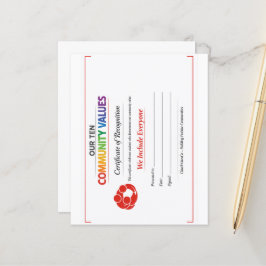 Wertzertifikat für Inklusion 4,5x 5,6 Papierblatt