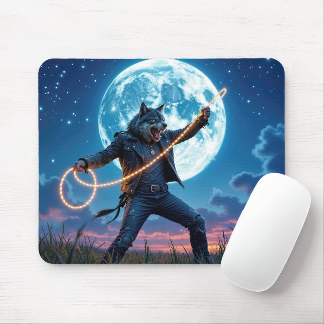 Werwolf, der den Mond einfängt Mousepad (Mit Mouse)