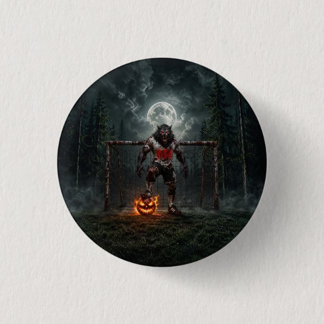 Werwolf-Fußballspieler Halloween-Horror-Kunst Button (Vorderseite)