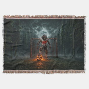 Werwolf-Fußballspieler-Halloween-Horror-Kunst Decke