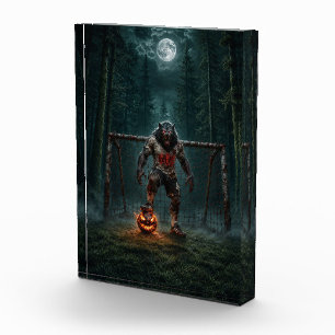 Werwolf-Fußballspieler-Halloween-Horror-Kunst Fotoblock
