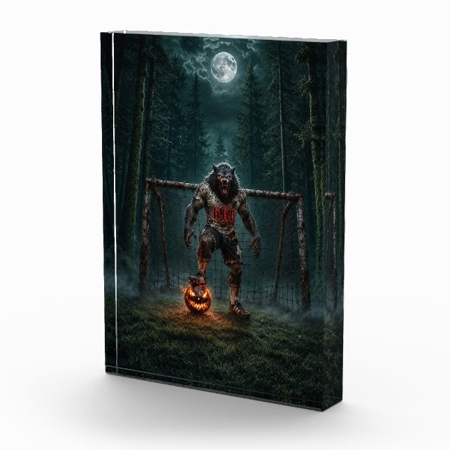 Werwolf-Fußballspieler-Halloween-Horror-Kunst Fotoblock (Rechts)