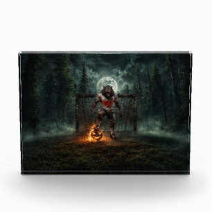 Werwolf-Fußballspieler-Halloween-Horror-Kunst Fotoblock