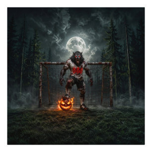 Werwolf-Fußballspieler-Halloween-Horror-Kunst Fotodruck