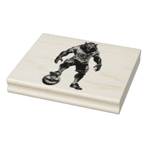 Werwolf-Fußballspieler-Halloween-Horror-Kunst Gummistempel