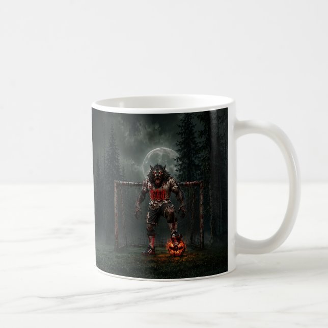 Werwolf-Fußballspieler-Halloween-Horror-Kunst Kaffeetasse (Rechts)