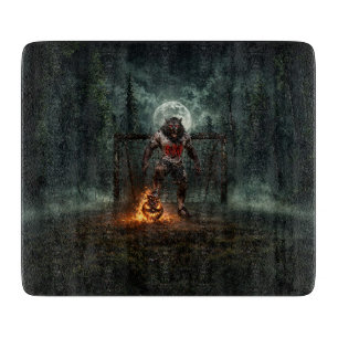 Werwolf-Fußballspieler-Halloween-Horror-Kunst Schneidebrett