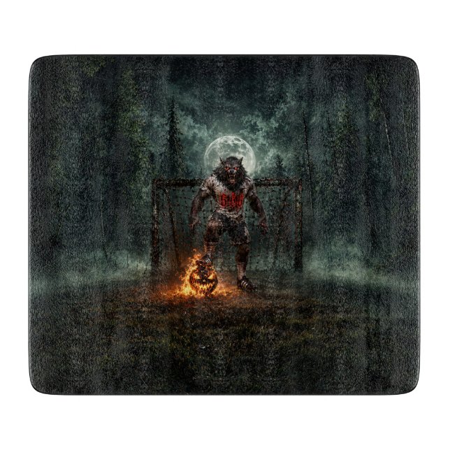 Werwolf-Fußballspieler-Halloween-Horror-Kunst Schneidebrett (Vorderseite)
