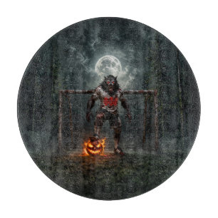 Werwolf-Fußballspieler-Halloween-Horror-Kunst Schneidebrett