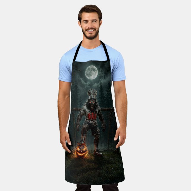 Werwolf-Fußballspieler-Halloween-Horror-Kunst Schürze (Getragen)