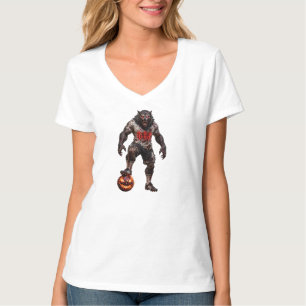Werwolf-Fußballspieler-Halloween-Horror-Kunst T-Shirt