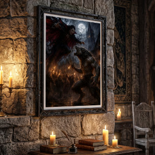 Werwolf gegen Vampir mittelalterliche dunkle Fanta Poster