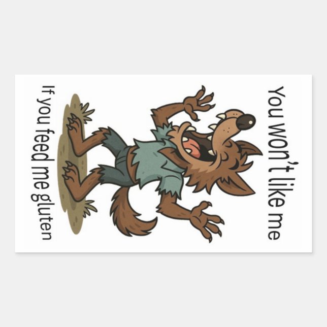Werwolf-Gluten-Aufkleber Rechteckiger Aufkleber (Vorderseite)