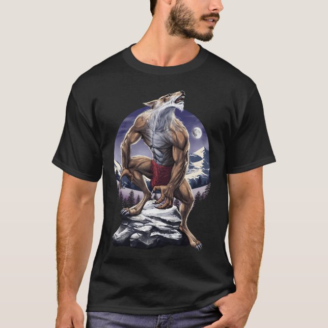 Werwolf heult bei Vollmond T-Shirt (Vorderseite)