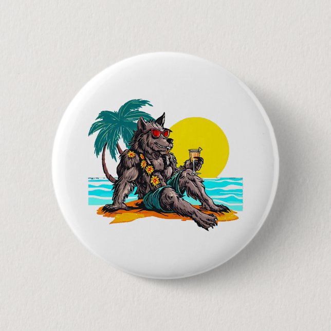 Werwolf im Urlaub Button (Vorderseite)