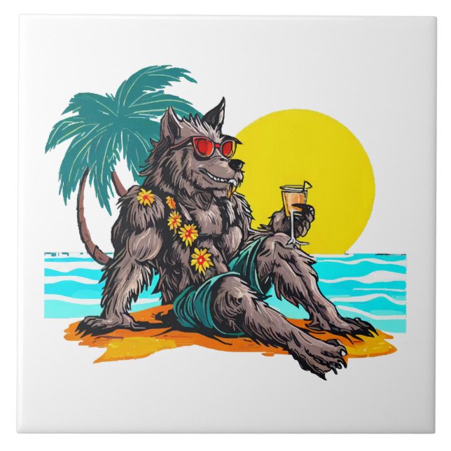 Werwolf im Urlaub Fliese (Vorderseite)