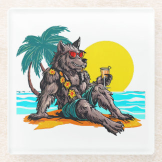 Werwolf im Urlaub Glasuntersetzer
