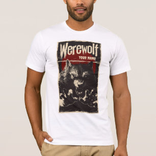 Werwolf im Vollmond-Sprung Vintage-Monster T-Shirt