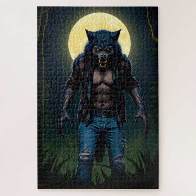 Werwolf im Wald am Mondlicht Puzzle (Vertikal)