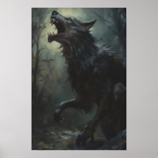 Werwolf in der Nacht, Art Poster Print
