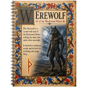 Werwolf, mittelalterliche Bestiarien-Kunst Notizblock