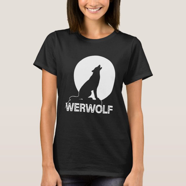 Werwolf oder Wolf auf Vollmond heulen und jagen T-Shirt (Vorderseite)