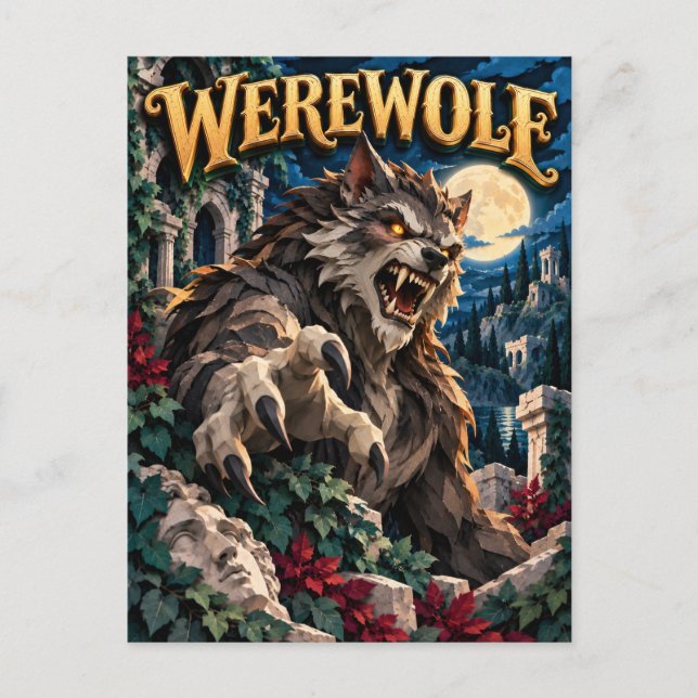 Werwolf, Paper Cut Monster Postkarte (Vorderseite)