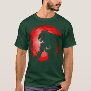 Werwolf-Schatten vor dem roten MondHalloween T-Shirt