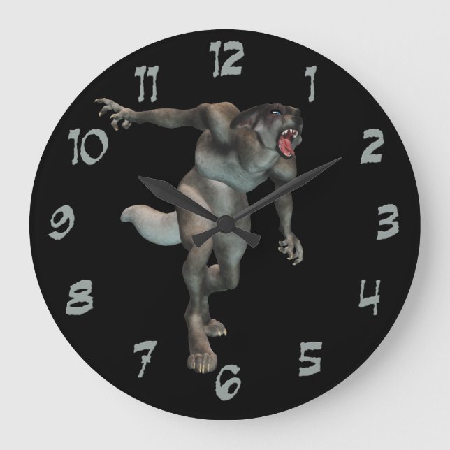Werwolf-Wall-Uhr Große Wanduhr (Vorderseite)