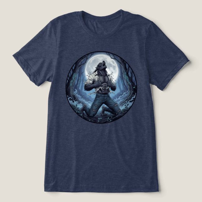 Werwolf zerreißt Hemd Tri-Blend Shirt (Design Vorderseite)