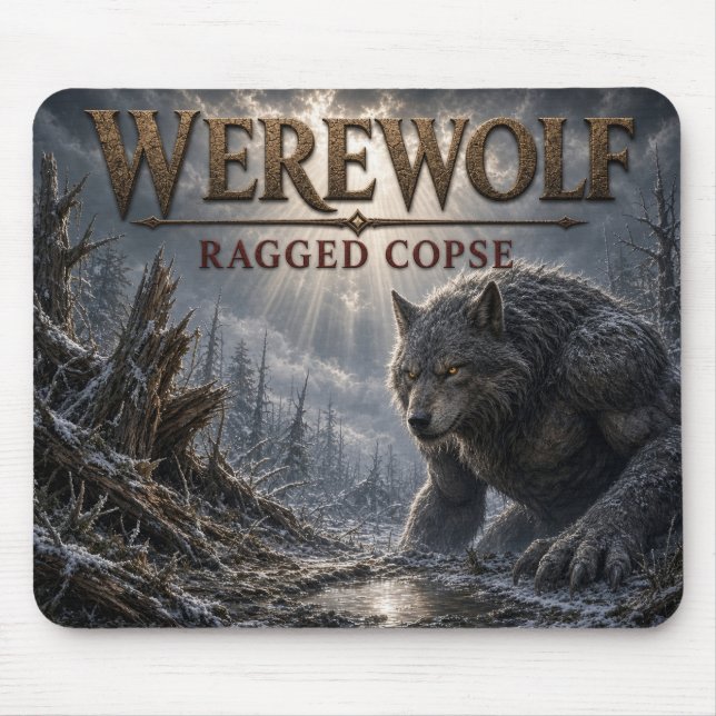 Werwolf Zerzaustes Dickicht Dark Realism Mousepad (Vorne)